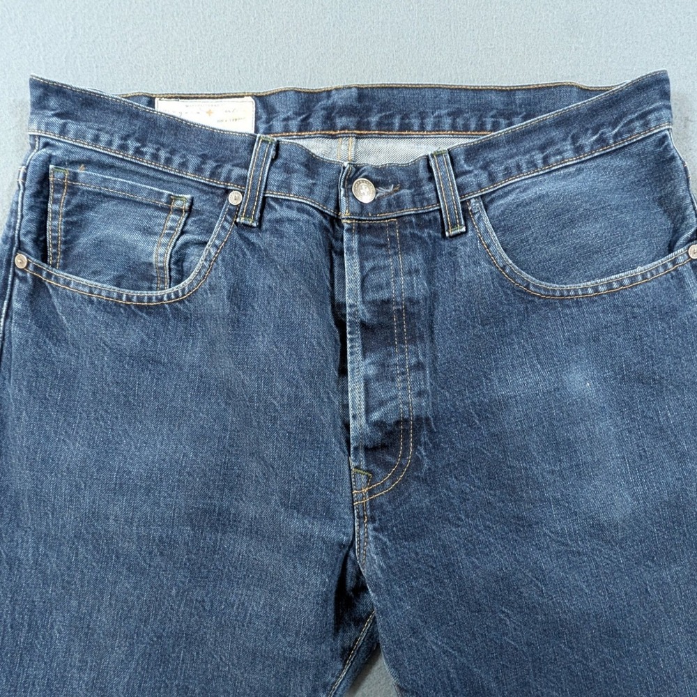 Imogene + Willie Willie Jeans Mens 35 Indigo Straight Leg Button Fly Made in USA